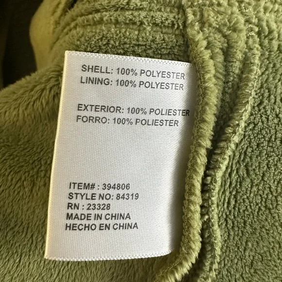 Vintage Kristen Blake GreenTeddy Fleece Zip-Up Jacket Drawstring Waist Size L - Picture 15 of 15